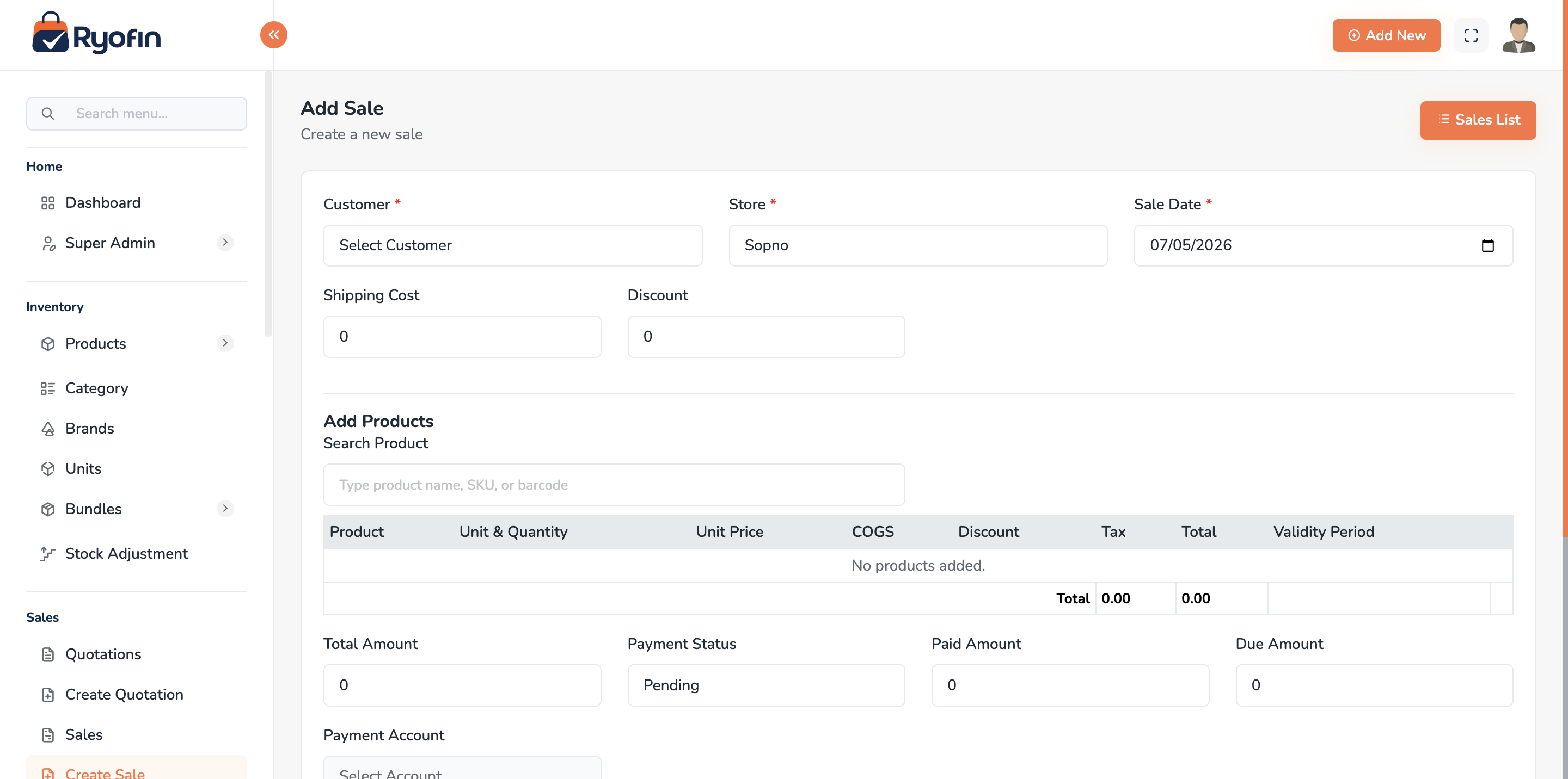 Profile page and Change Password modal