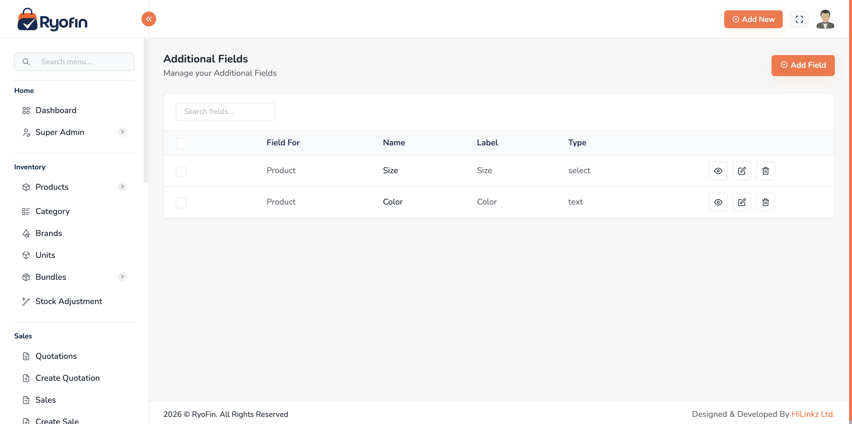 Create product form with images and units