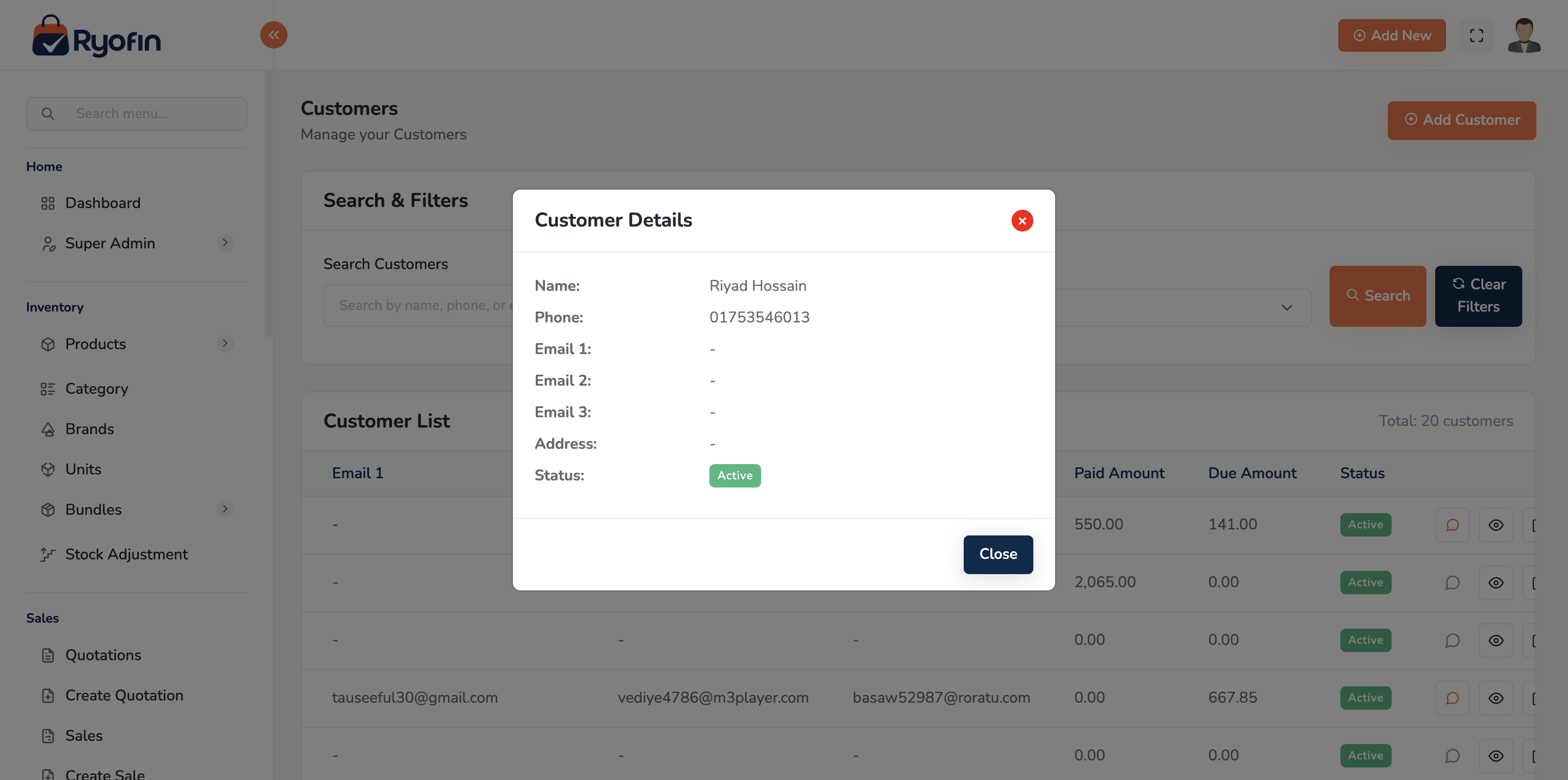 Purchase create form with line items