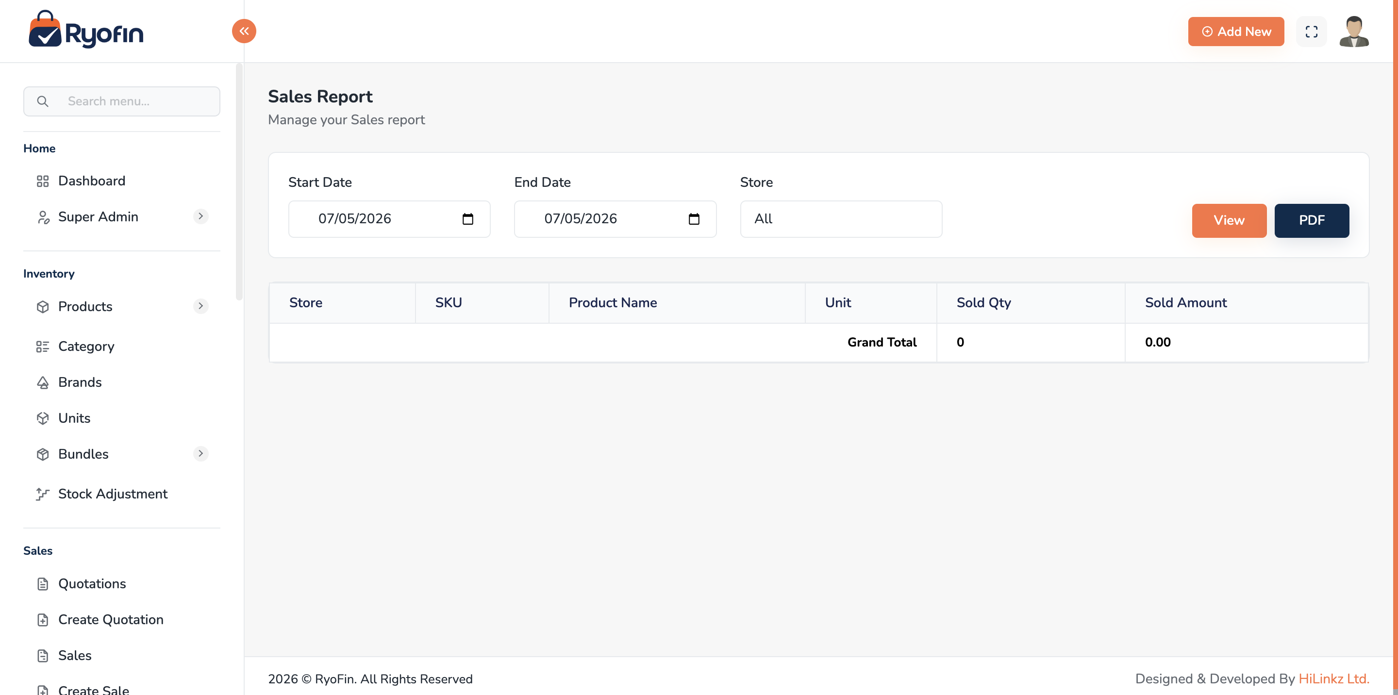 Activity log list with filters